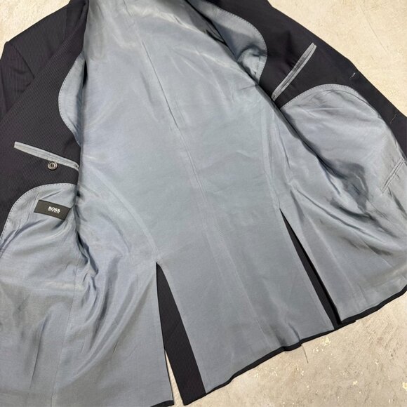 Hugo Boss Suit 2pc Pinstripe Wool Navy Blue "Gable/Vegas" 40 R 36x30 - Picture 6 of 12